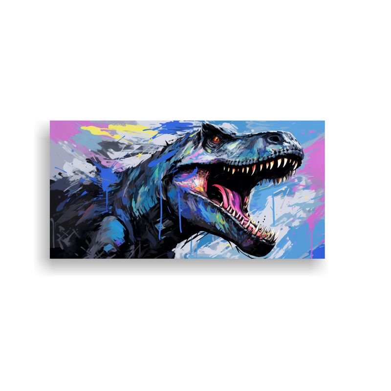 GENERICO - Cuadro Movimiento Mural Spinosaurus En Negro Y Col 160x80cm