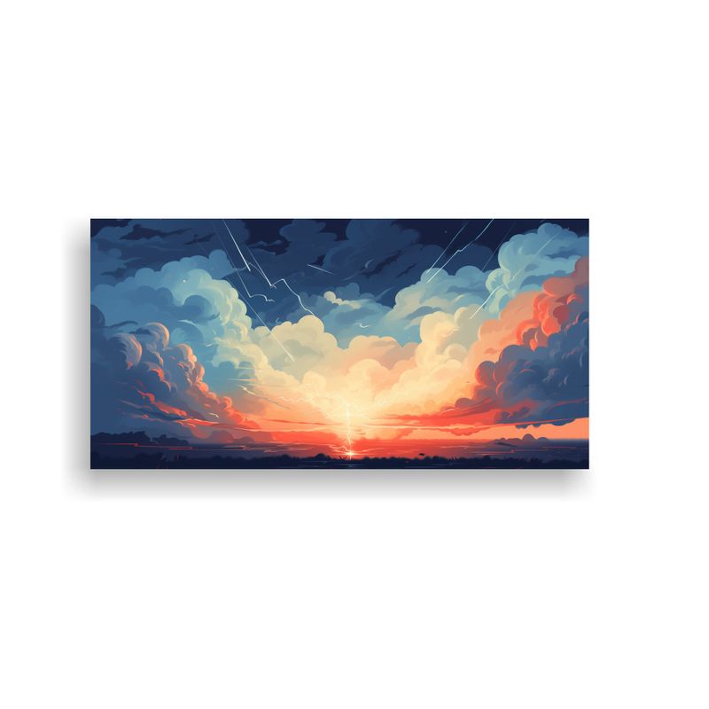 GENERICO - Lienzo Moderno Tormenta Iluminada Colores Intensos 160x80cm