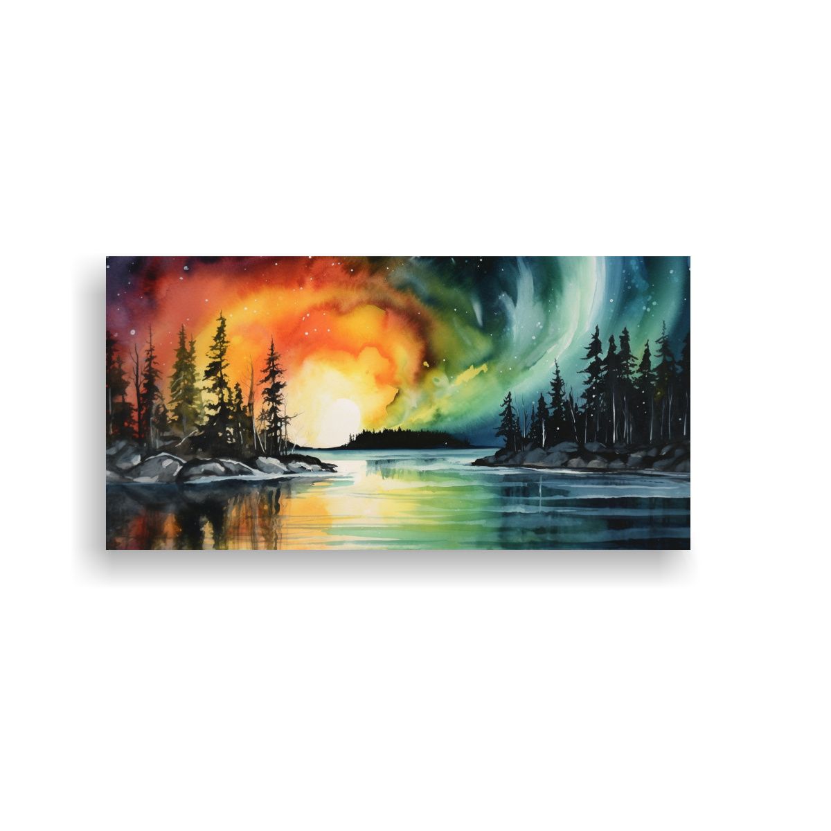 GENERICO - Pintura Decorativa Estilo Acuarela Aurora Boreal E 160x80cm