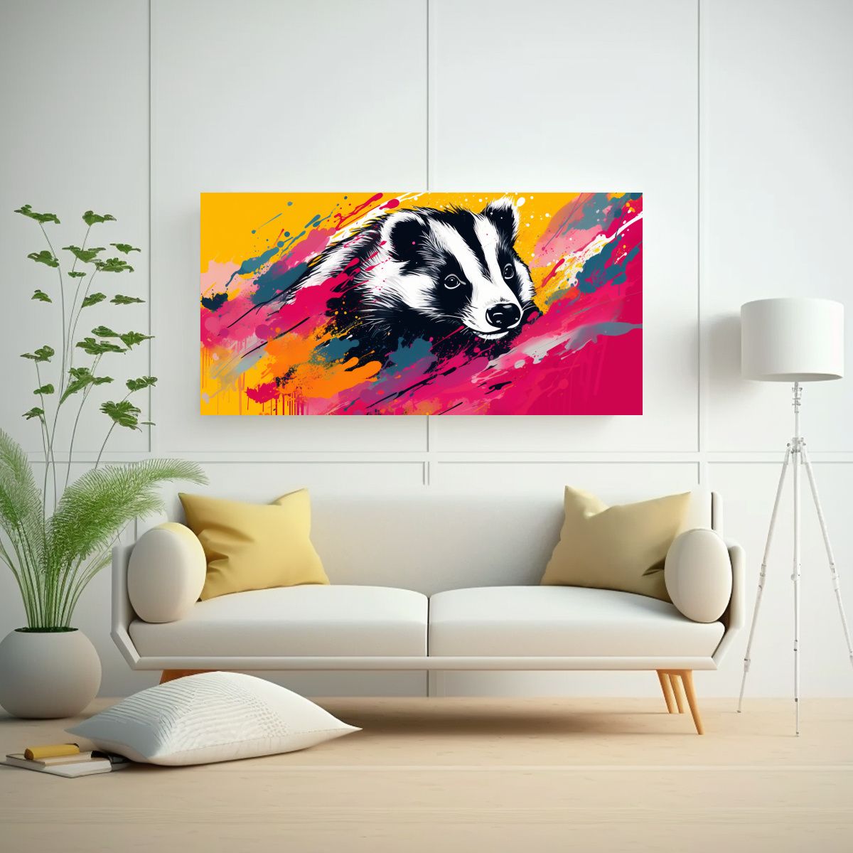 GENERICO - Cuadro De Arte Pop Neo Con Sombrero De Tejón En C 160x80cm