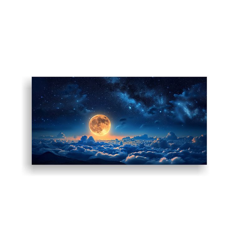 GENERICO - Cuadro Decorativo Nocturno Luna Y Estrellas En Bas 160x80cm