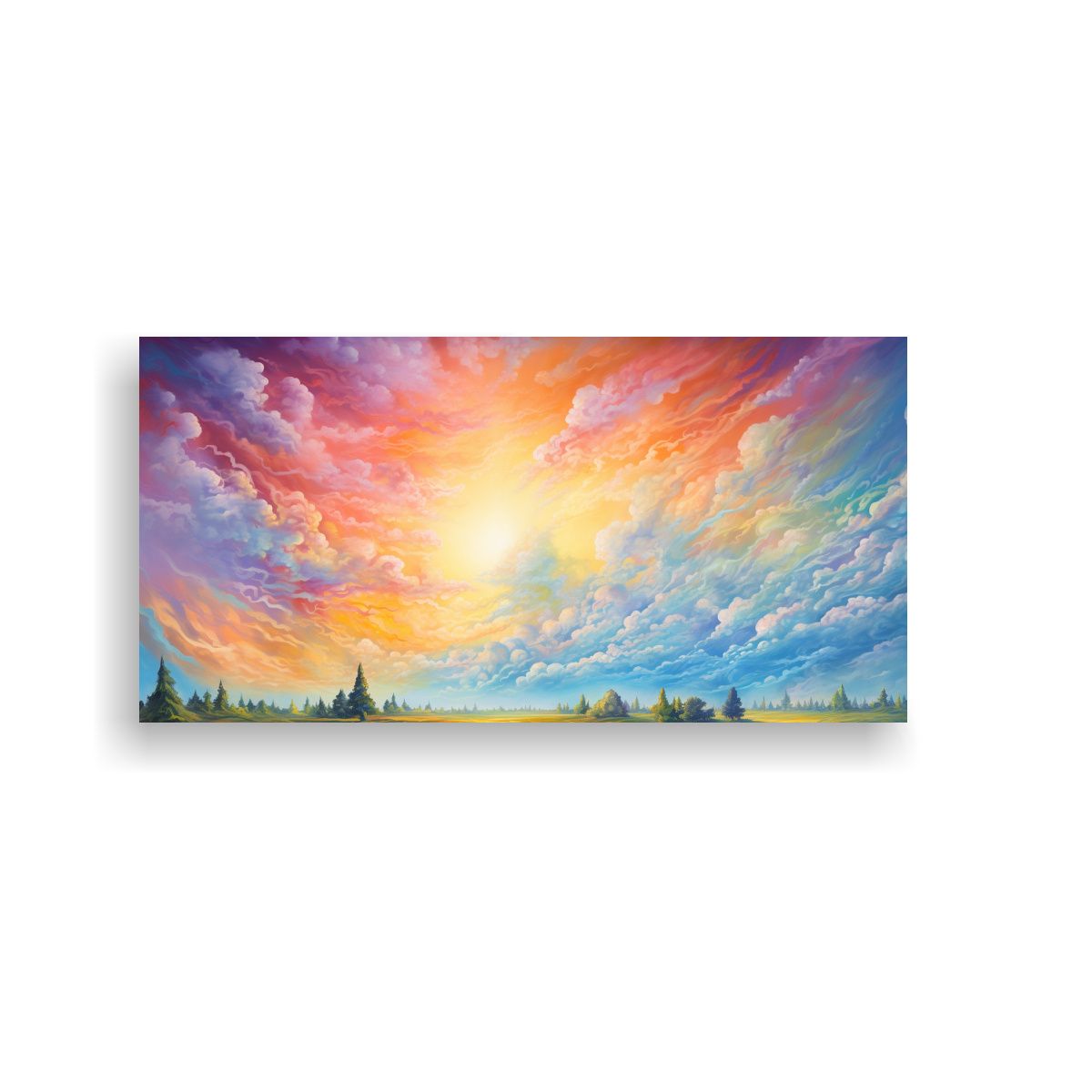 GENERICO - Pintura Abstracta Juvenil Amanecer Con Colores De 160x80cm