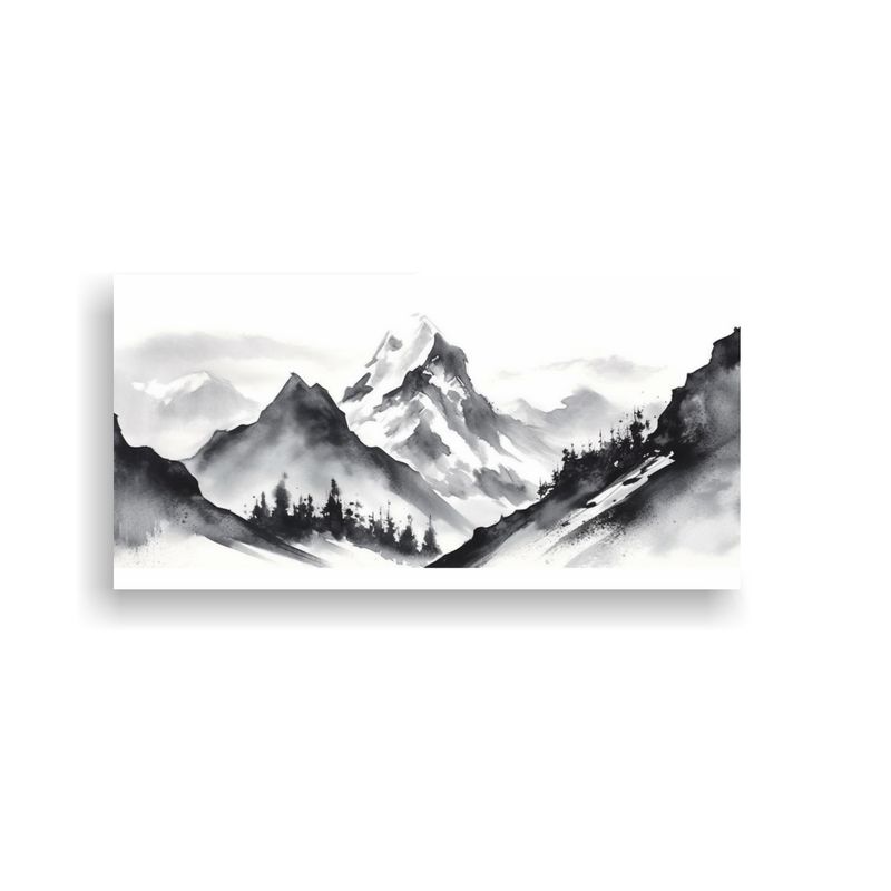 GENERICO - Pintura Abstracta De Montañas En Acuarela En Tono 160x80cm