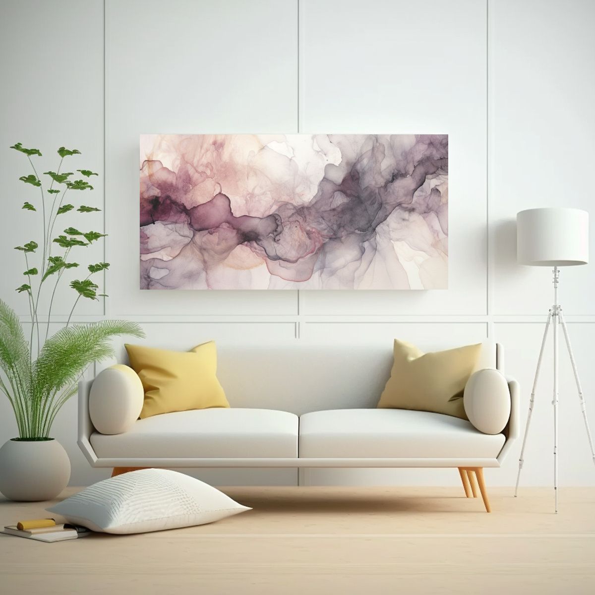 GENERICO - Cuadro Vintage Sala Con Textura Acuarela Gris Y Ma 160x80cm.