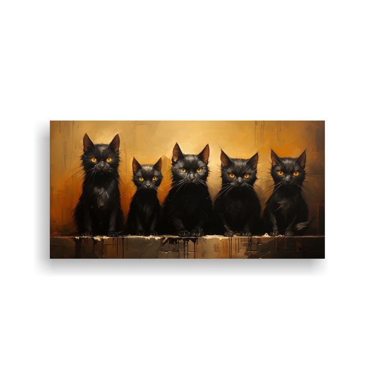 GENERICO - Pinturas Decorativas De Alta Calidad Gatos Negros 160x80cm