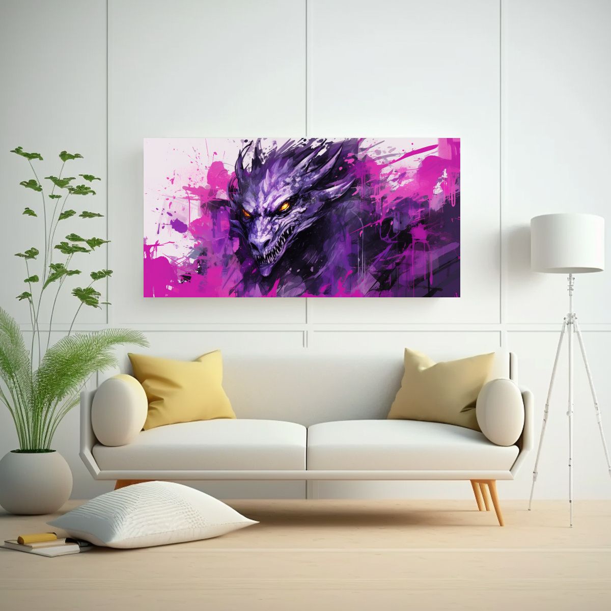 GENERICO - Pinturas Decorativas Innovadoras Con Dragón Púrp 160x80cm.