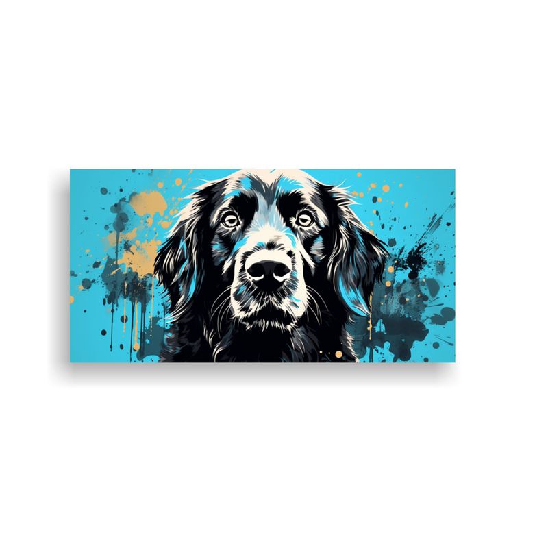 GENERICO - Cuadro Horizontal Retriever Turquesa Y Negro Arte  160x80cm