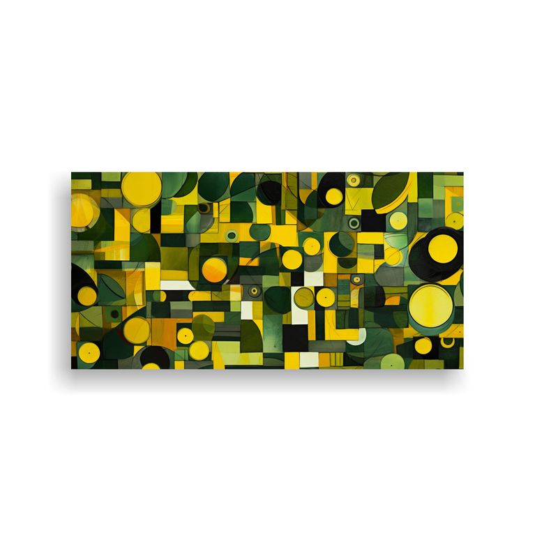 GENERICO - Pinturas Decorativas Abstractas En Verde Y Amarill 160x80cm