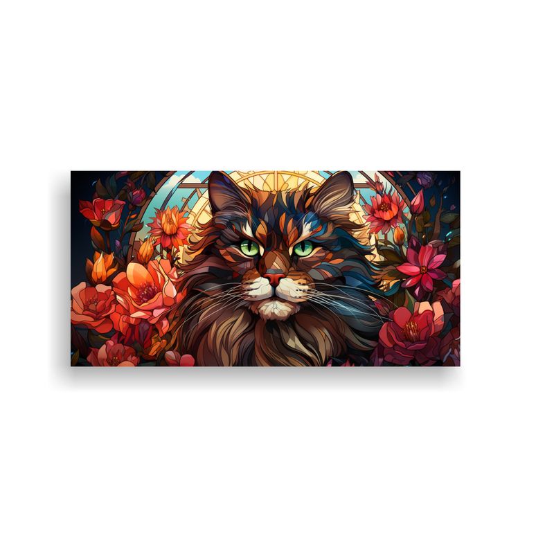 GENERICO - Pintura Digital Arte Vitral Gato Adorable En Venta 160x80cm