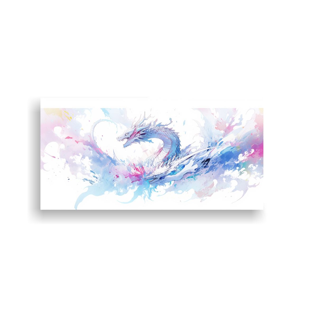 GENERICO - Pintura De Pared Dragon Acuarelas Blancas Modernas 160x80cm