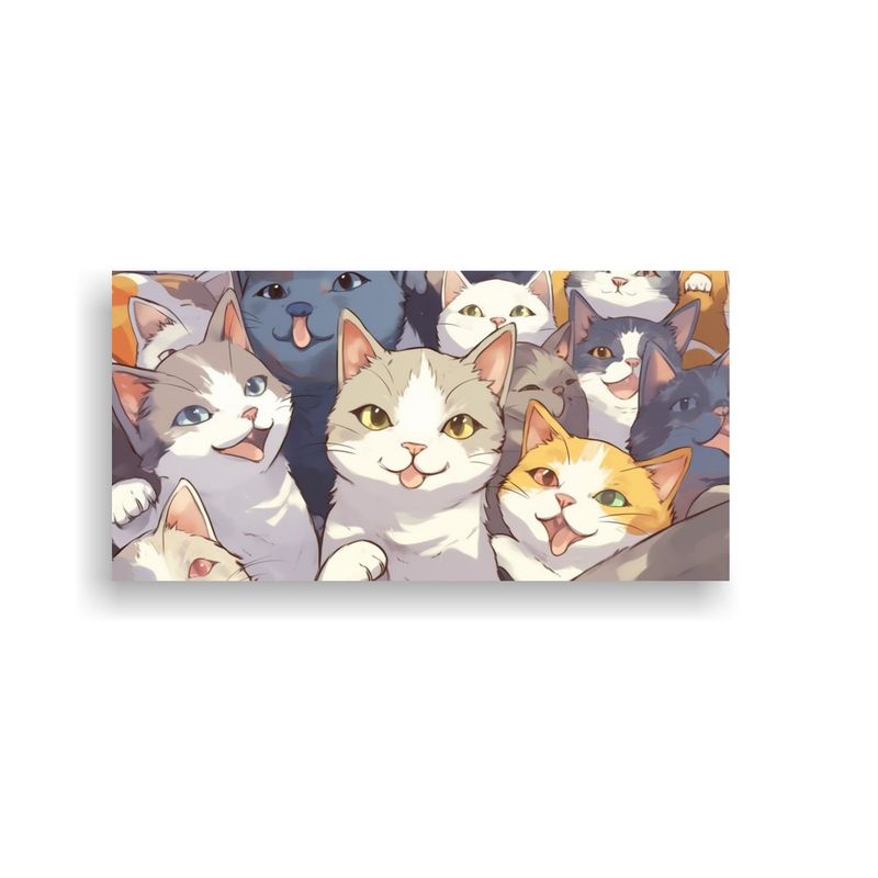 GENERICO - Cuadro Decorativo Con Múltiples Gatos Sonrientes 160x80cm