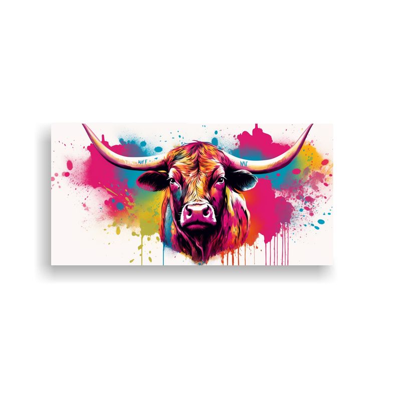 GENERICO - Cuadro Tela Diseño Equilibrio Vaca Longhorn Arco 160x80cm