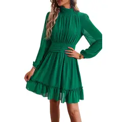 TIOZONEY - Vestido Midi Mujer -Verde