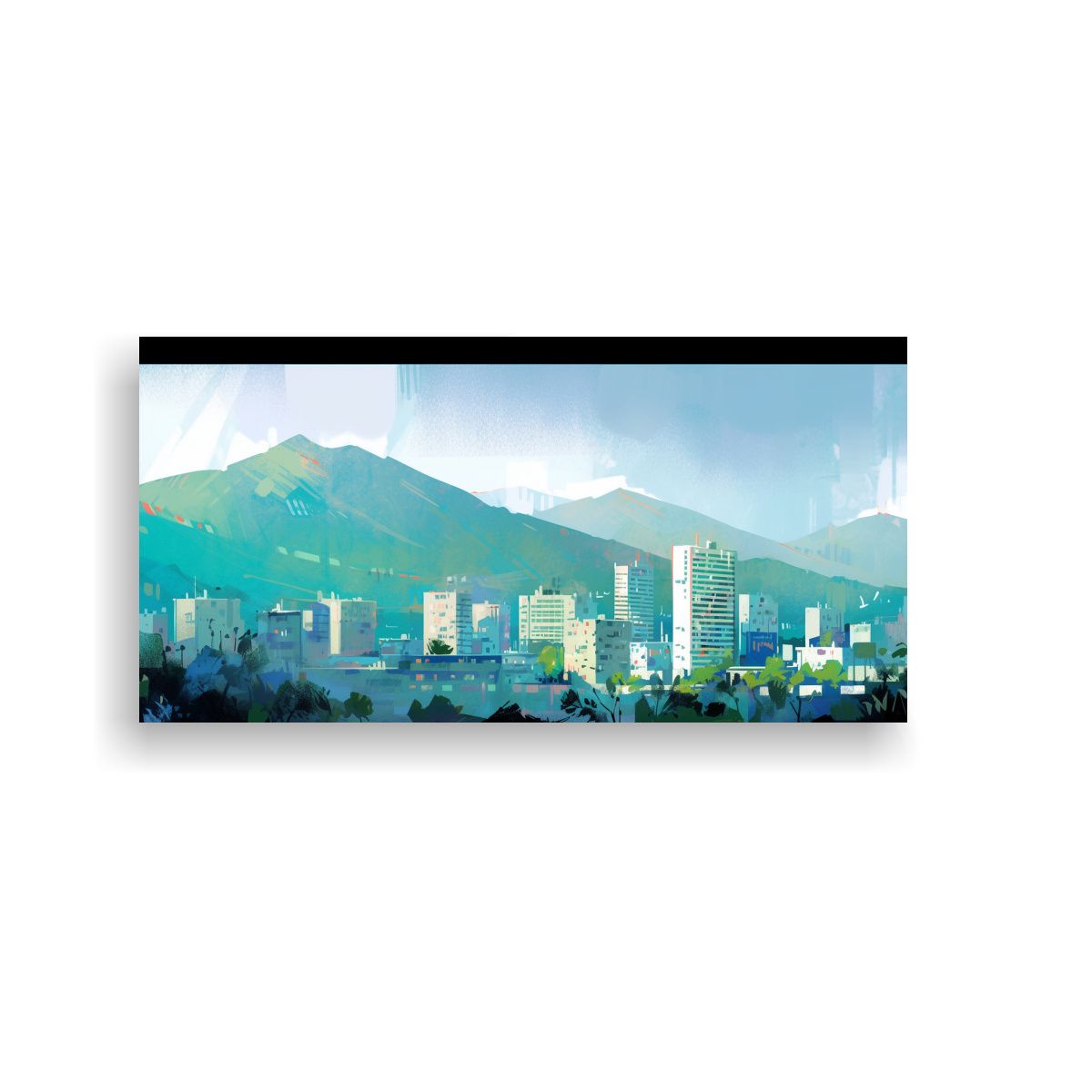 GENERICO - Pinturas Modernas De Santiago En Chile En Tonos Ve 160x80cm