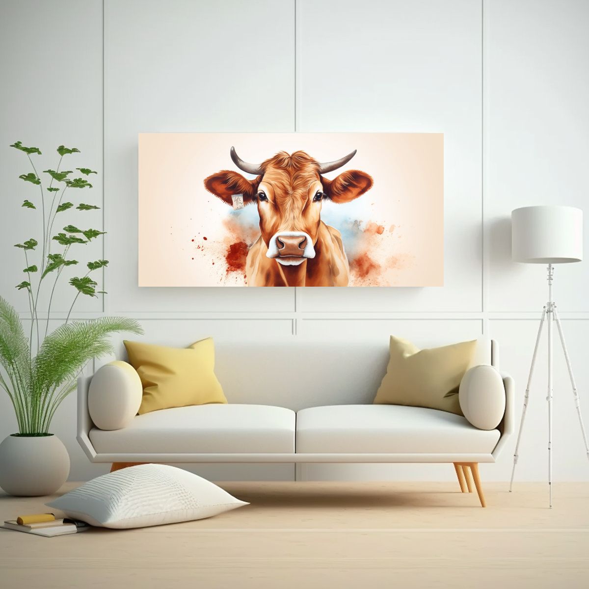 GENERICO - Cuadro Abstracto Vaca Jersey Acuarelas Coloridas E 160x80cm
