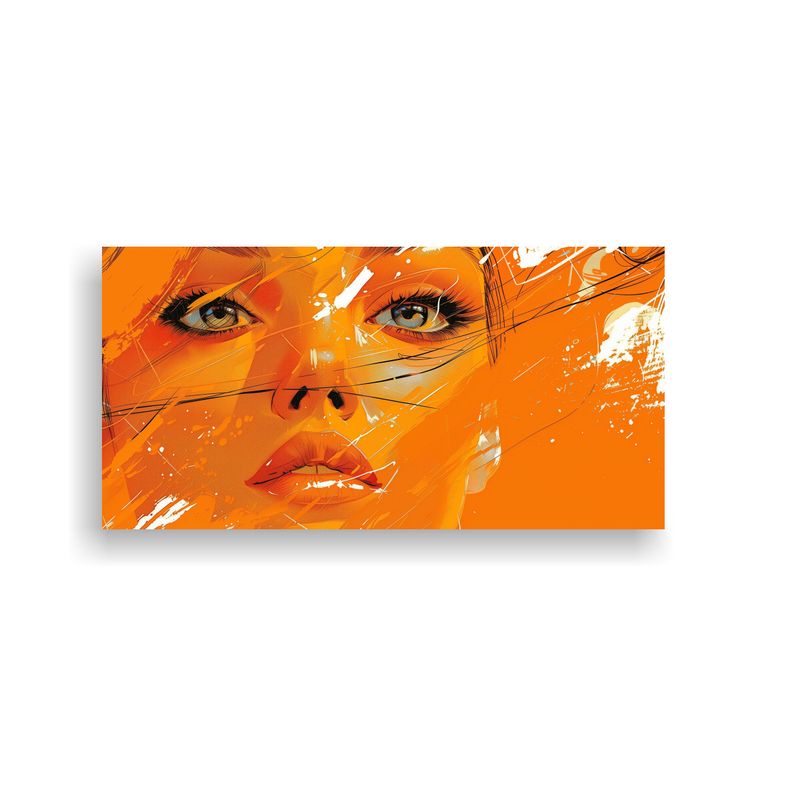 GENERICO - Cuadro Cómic Vanguardia Formas Naranja Vibrantes 160x80cm