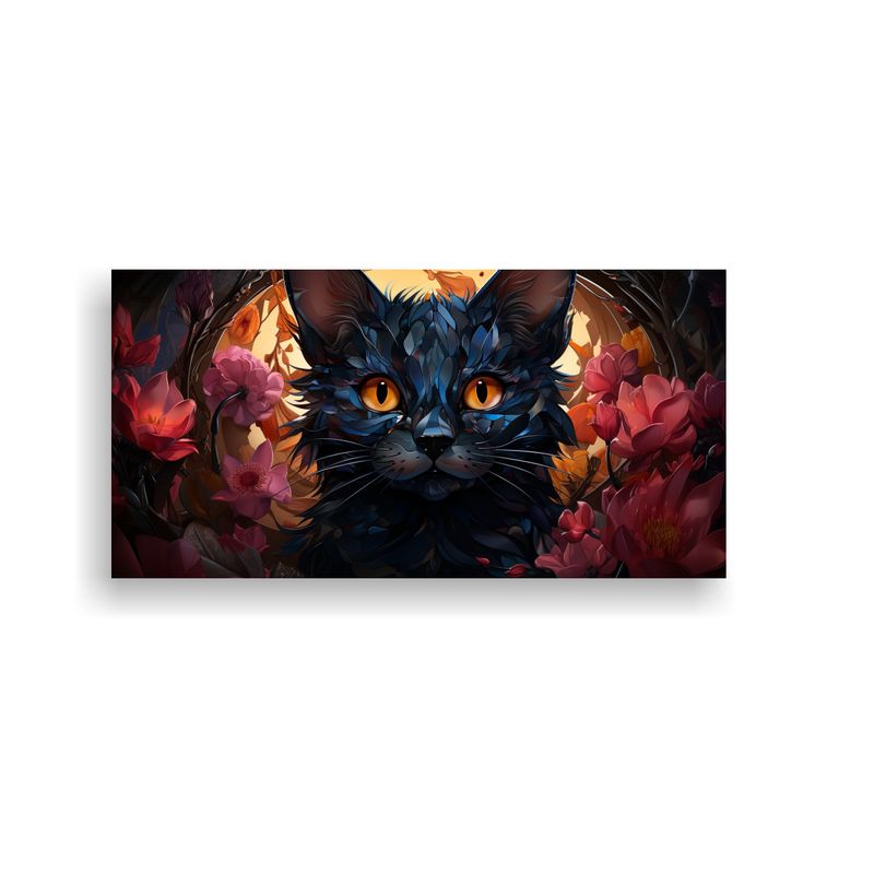 GENERICO - Cuadro Tela Canvas Textura Arte Digital Gatito Lyk 160x80cm