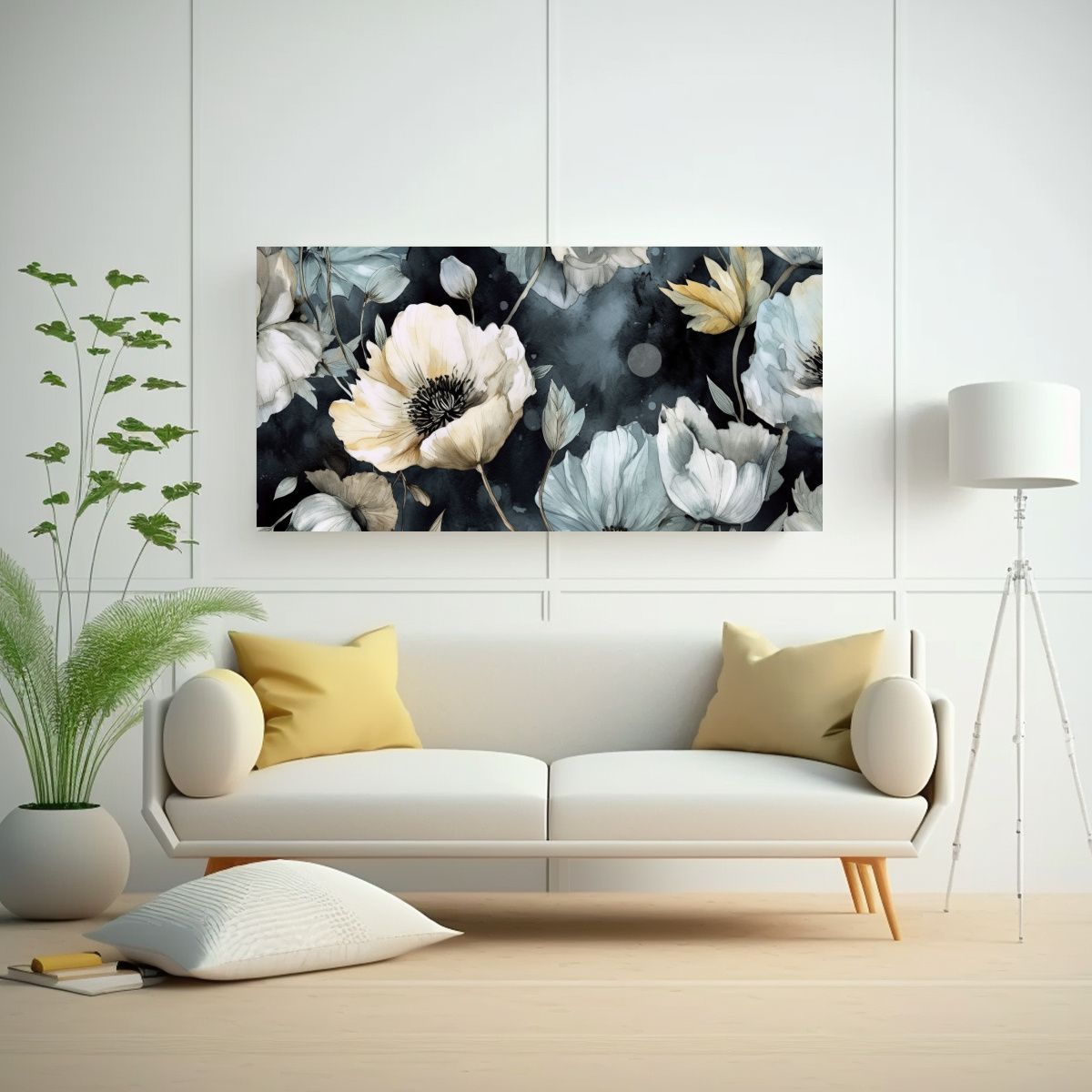 GENERICO - Pinturas Decorativas Verticales De Flores En Acuar 160x80cm