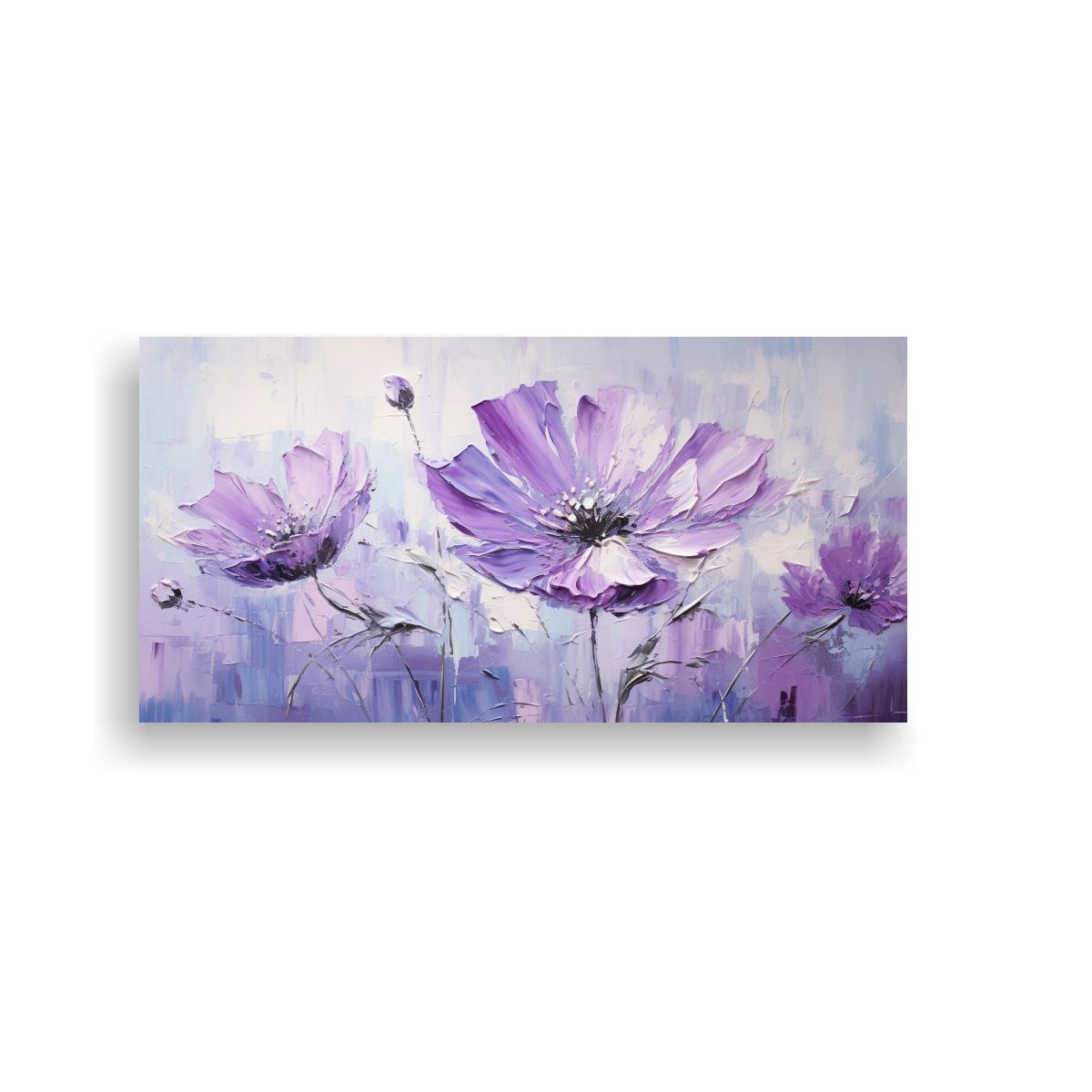 GENERICO - Cuadro Naturaleza Viva Con Flor Morada En Lienzo A 160x80cm