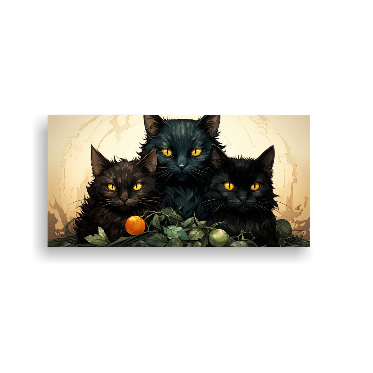 GENERICO - Cuadro En Bastidor De Gatos Negros Apilados Decora 160x80cm