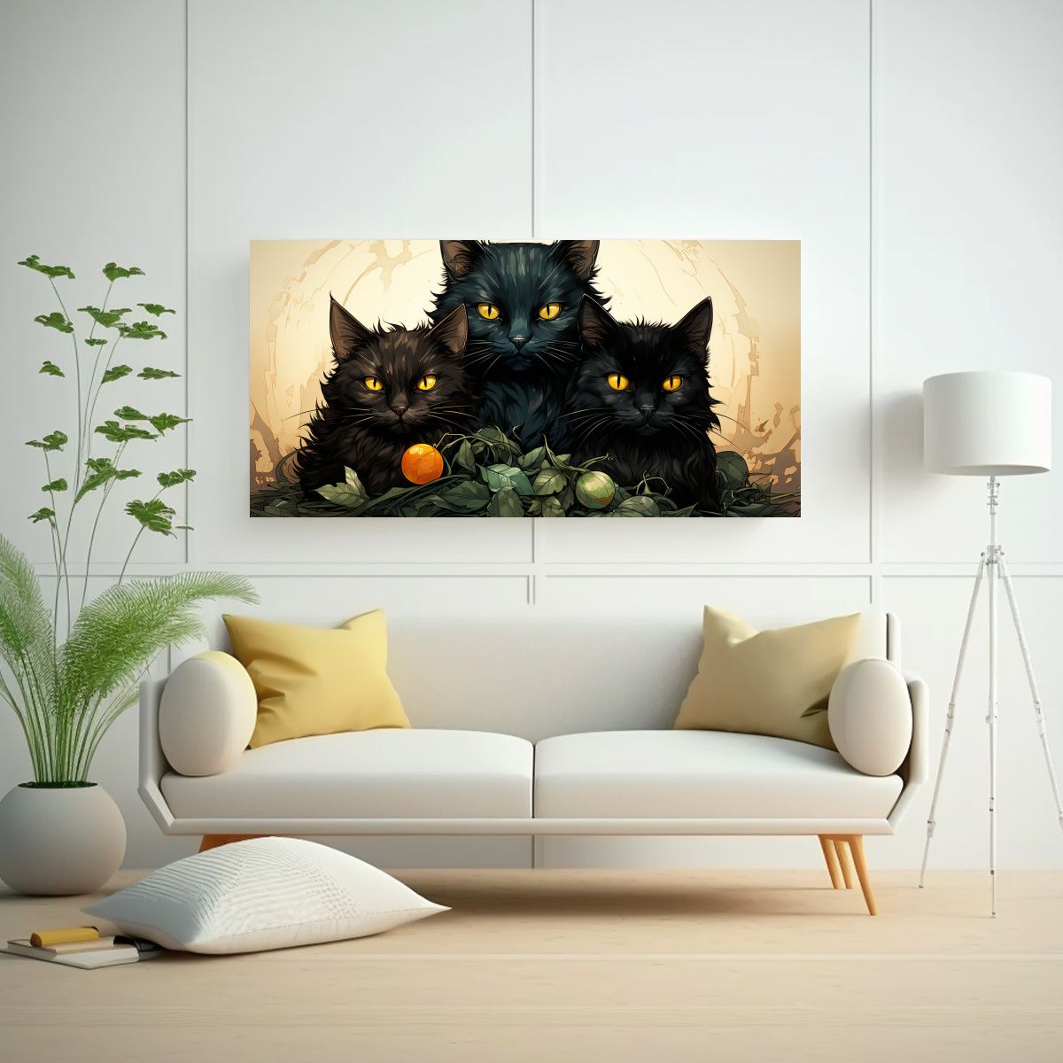 GENERICO - Cuadro En Bastidor De Gatos Negros Apilados Decora 160x80cm