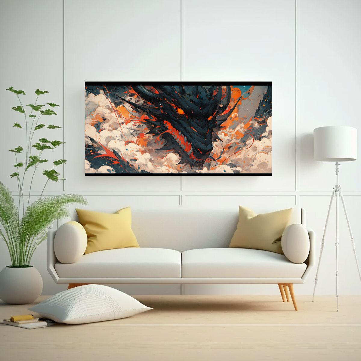 GENERICO - Pintura Decorativa En Lienzo Armonía De Dragón E 160x80cm