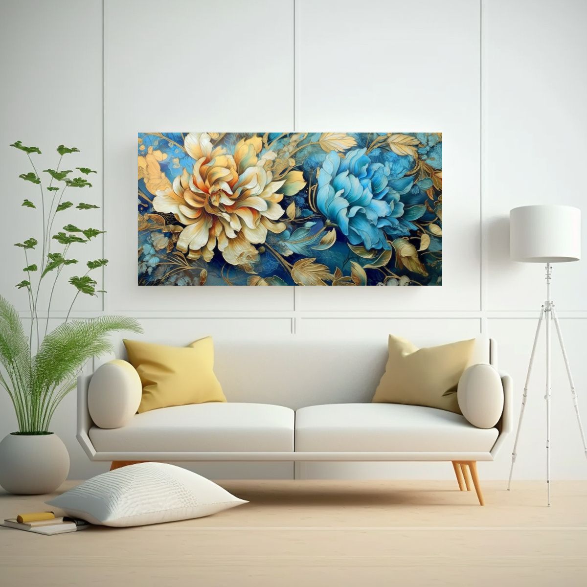 GENERICO - Pintura En Lienzo Con Detalle Creativo De Flores A 160x80cm.