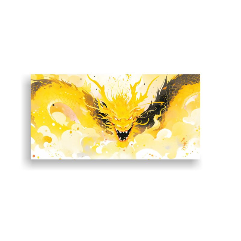 GENERICO - Cuadro Tela Movimiento Dragón Acuarela Colores Am 160x80cm