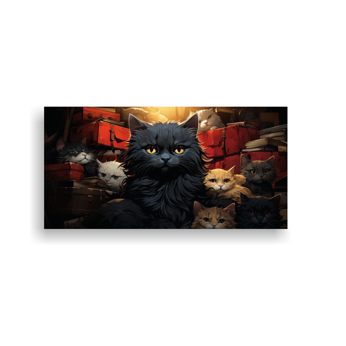 GENERICO - Pila De Gatos Sobre Amapolas En Estilo Tinta 160x80cm