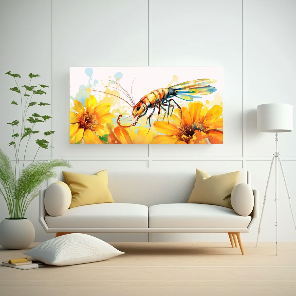 GENERICO - Cuadro Decorativo De Camarón En Colores Delicados 160x80cm