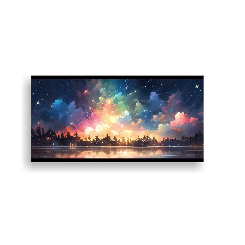 GENERICO - Pintura De Pared Nocturna Con Arcoíris Y Acuarela 160x80cm
