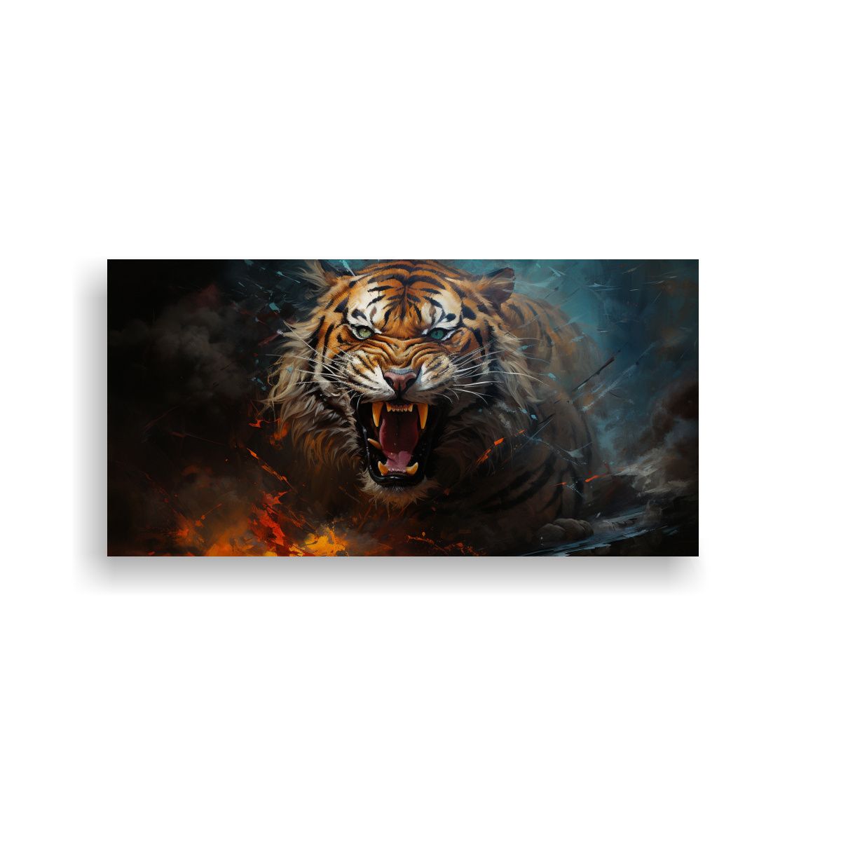 GENERICO - Pintura Al Estilo óleo Colorida De Tigre Enigmát 160x80cm