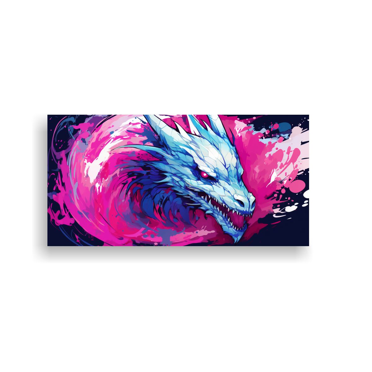 GENERICO - Cuadro Inspiración Floral Dragón En Rosa Y Azul 160x80cm