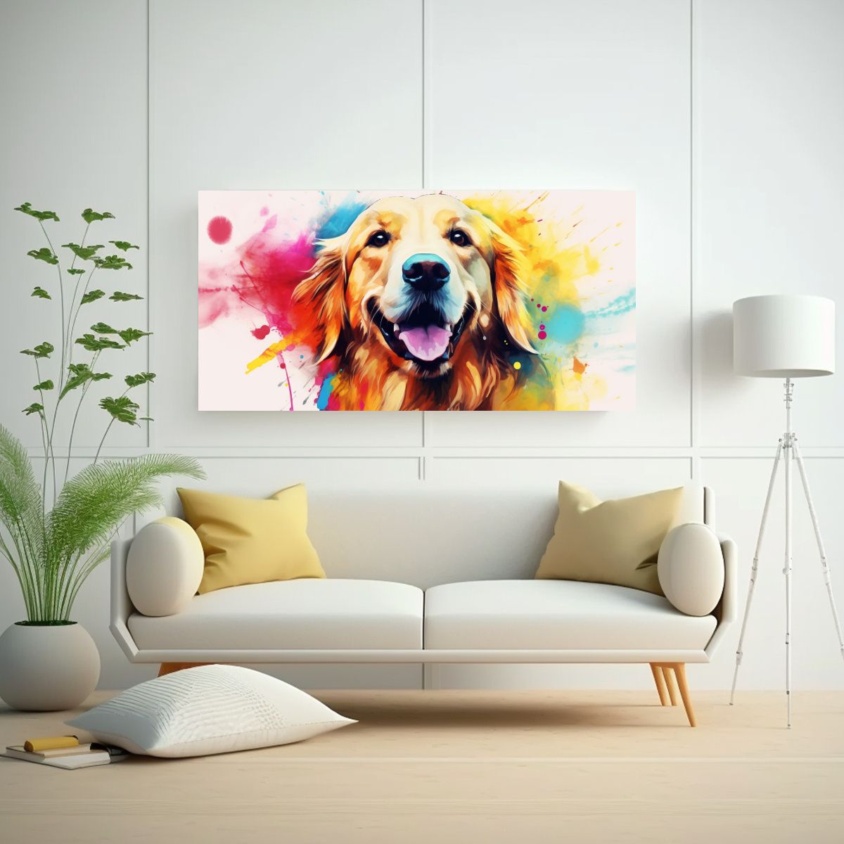 GENERICO - Lienzo Artístico Perro Acuarelas Color 21 Estilo  160x80cm