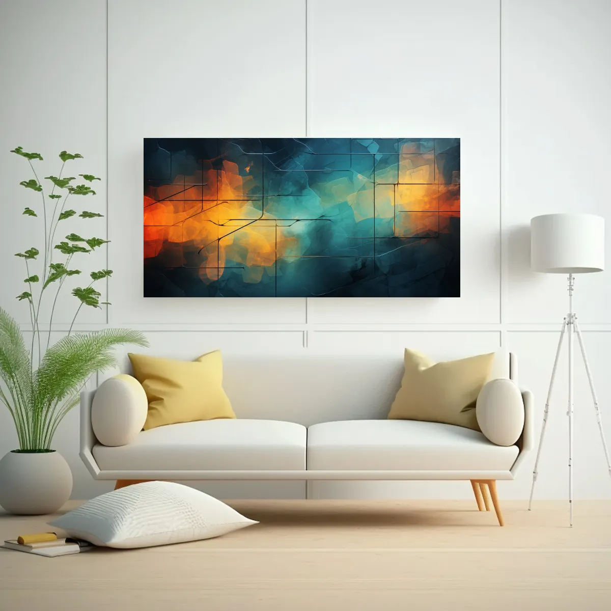 GENERICO - Pintura De Pared Abstracta Brillante En Colores Mo 160x80cm