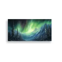 GENERICO - Pintura Abstracta De Aurora Boreal En Colores Blan 160x80cm