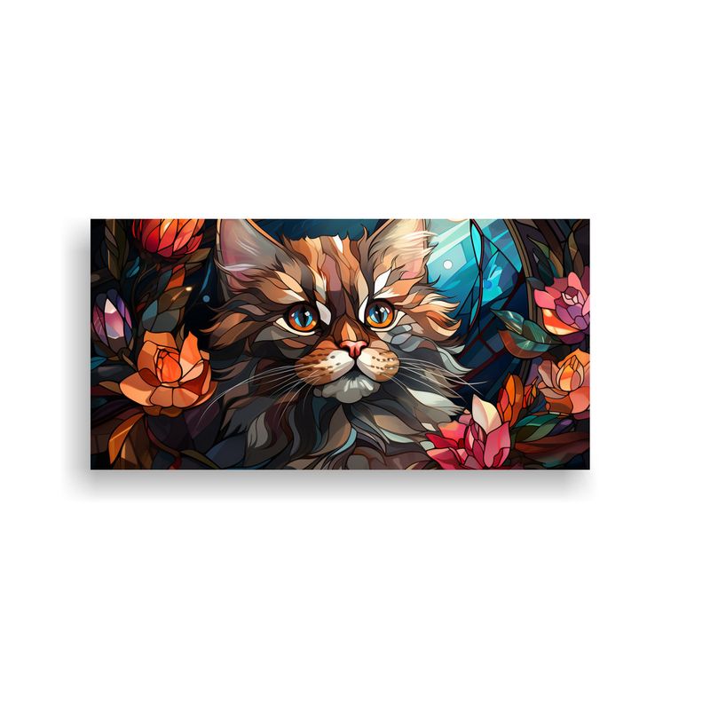 GENERICO - Cuadro De Tela Con Dibujo Tierno De Gatito Y Flore 160x80cm