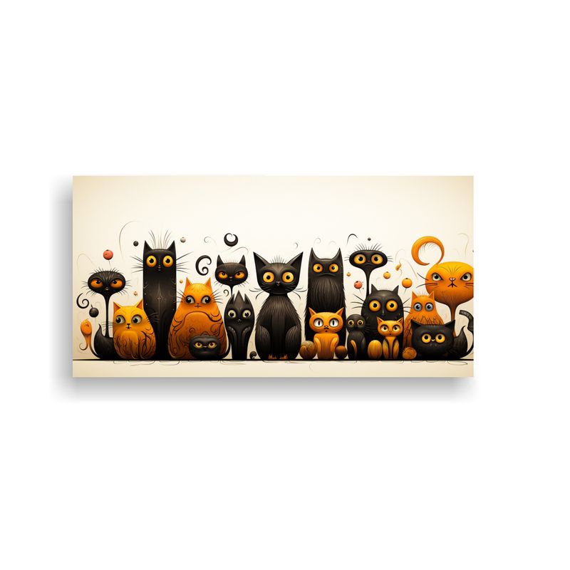 GENERICO - Cuadros Abstractos De Gato Negro Con Variedad De D 160x80cm