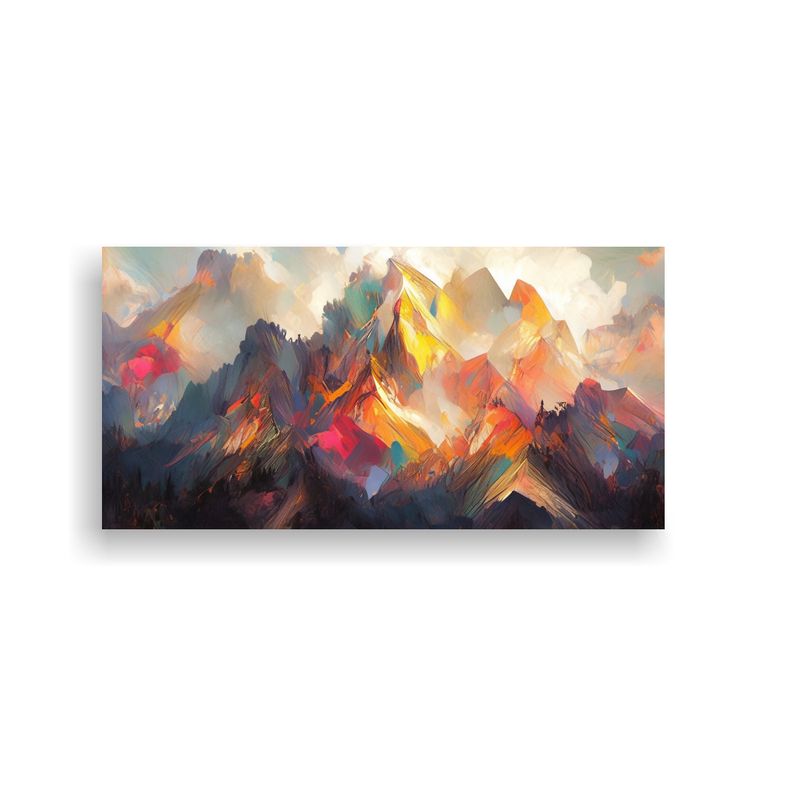 GENERICO - Pintura Cuadro Montañas Famosas Con Arcoíris Y A 160x80cm