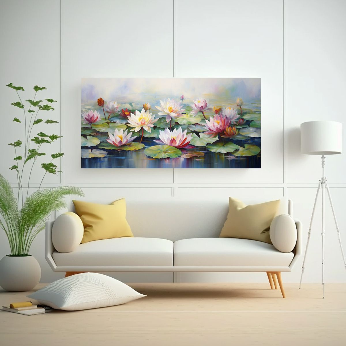 GENERICO - Pinturas Abstractas De Flores De Loto En Alta Reso 160x80cm.