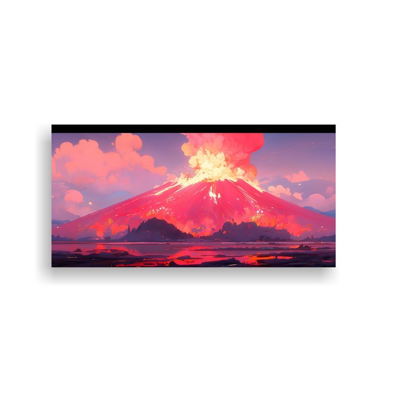 GENERICO - Cuadro Vanguardia Volcán Con Colores Rosados Deta 160x80cm