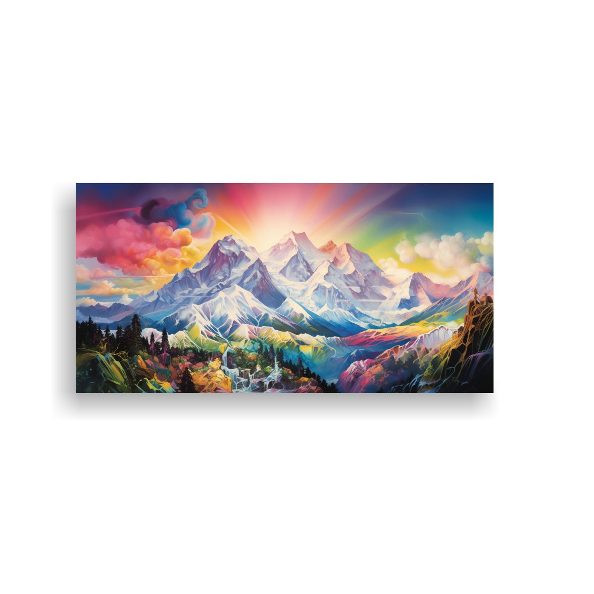 GENERICO - Pintura De Pared Montañas Famosas Con Colores Vi 160x80cm