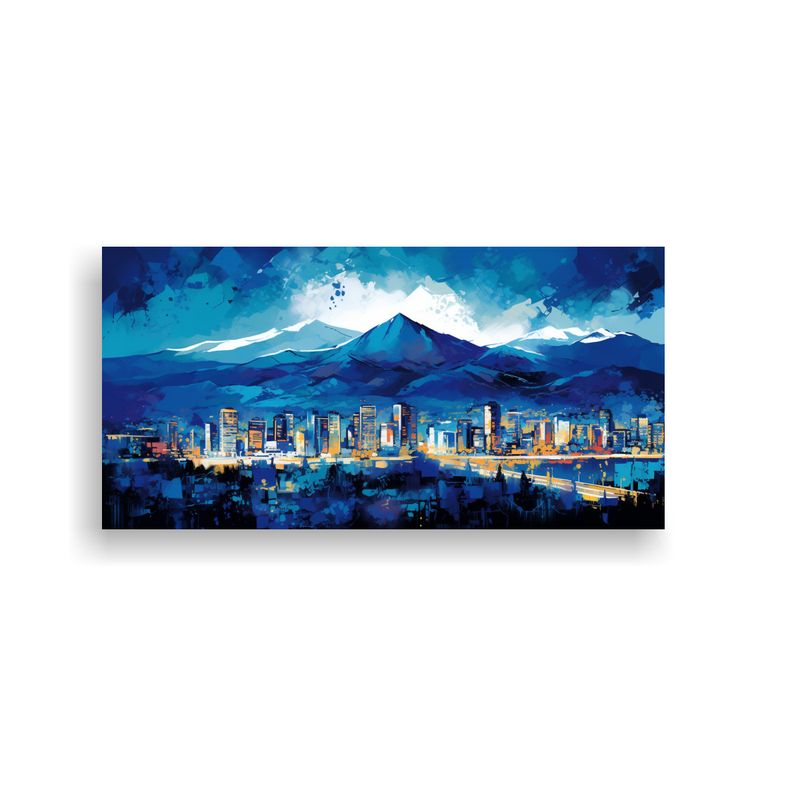 GENERICO - Lienzo Moderno Vida En Santiago Chile Tonos Azul 160x80cm