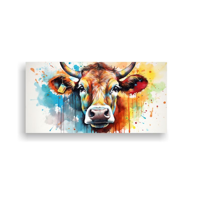 GENERICO - Pintura Acuarela Vaca Colorida Estilo Horizontal 2 160x80cm