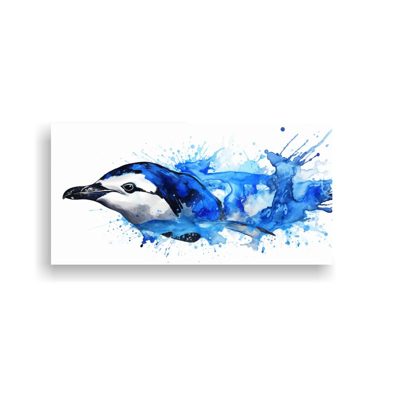 GENERICO - Cuadro Surrealista Pingüino En Acuarela Colores A 160x80cm