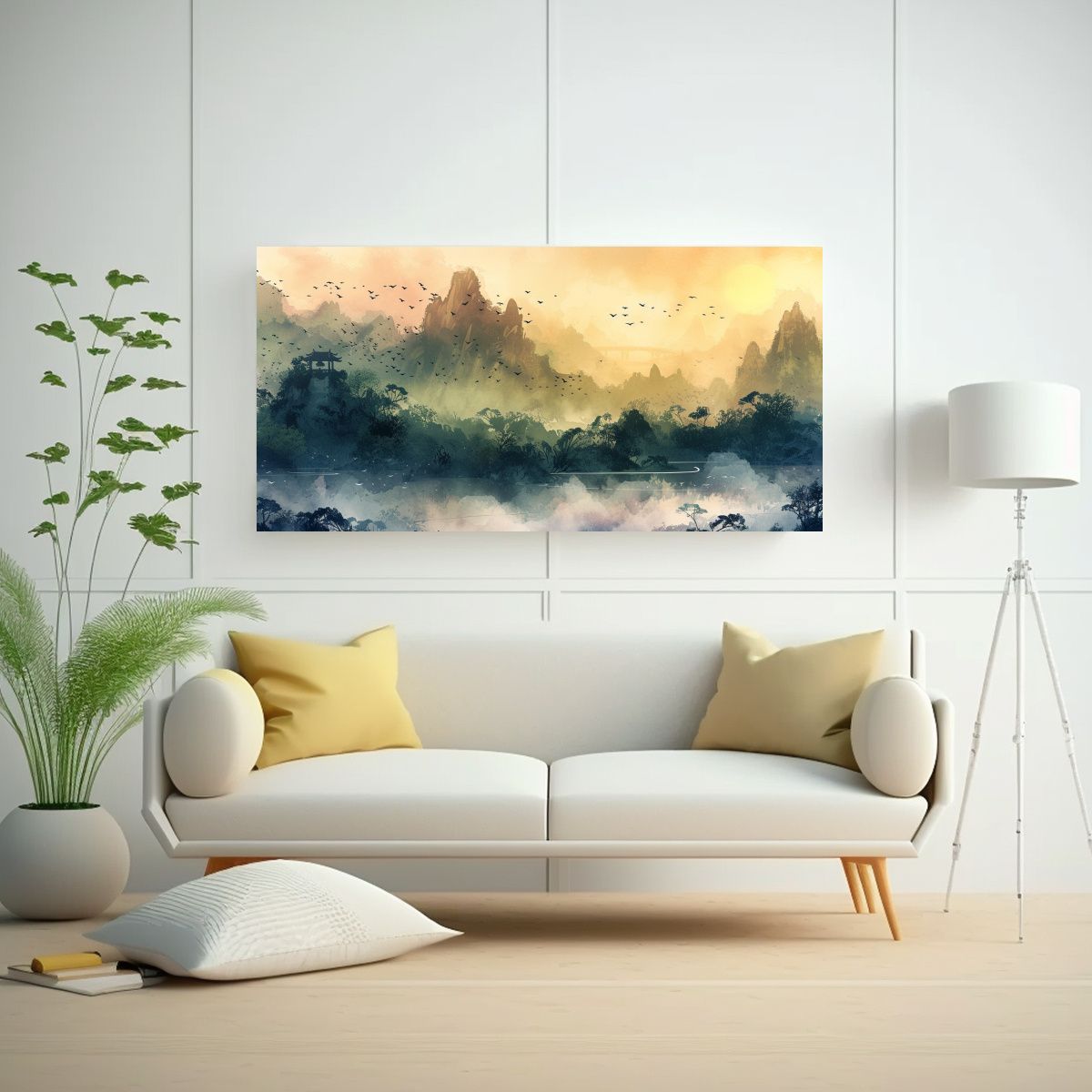 GENERICO - Pintura Juvenil Estilo Chino Con Líneas Finas Y C 160x80cm