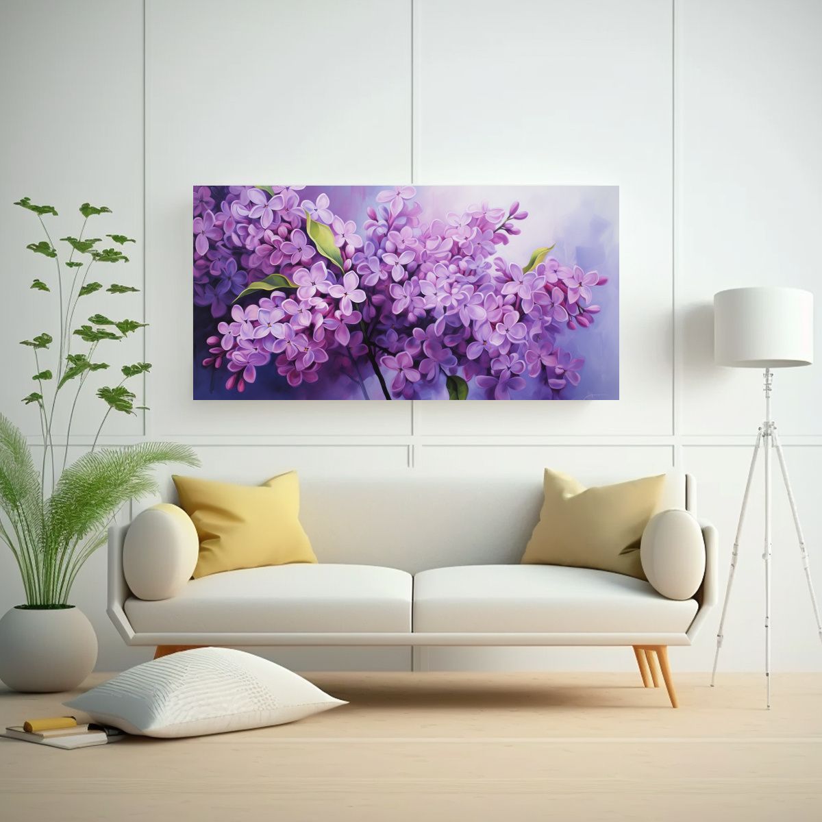 GENERICO - Pintura Abstracta De Lilas En Estilo óleo Detalla 160x80cm