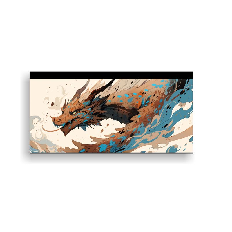GENERICO - Cuadro Decorativo Dragón En Tonos Marrón Y Azul  160x80cm