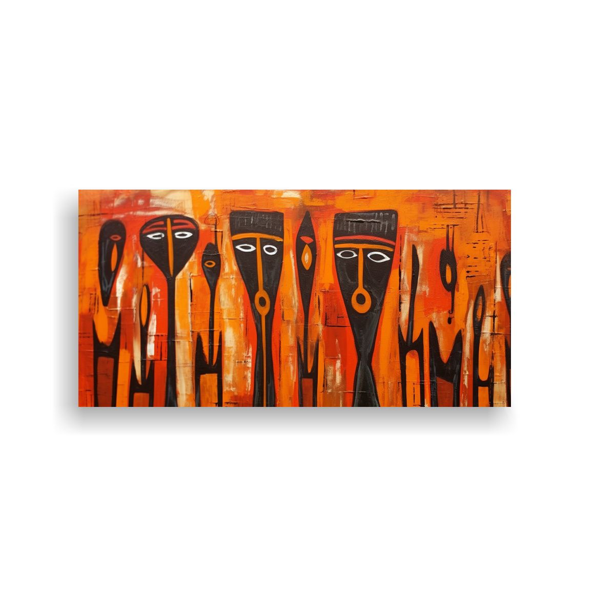 GENERICO - Cuadro En Bastidor Expresión Intensa Arte Rupestr 160x80cm