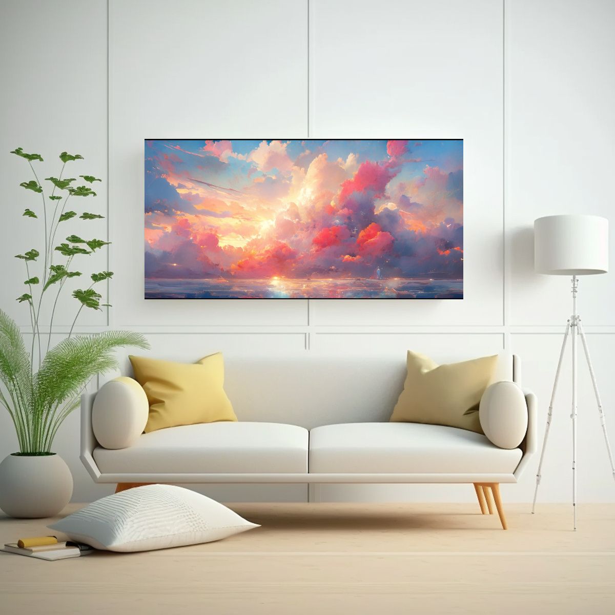 GENERICO - Pintura Abstracta Llamativa De Cielo Y Mar Con Arc 160x80cm